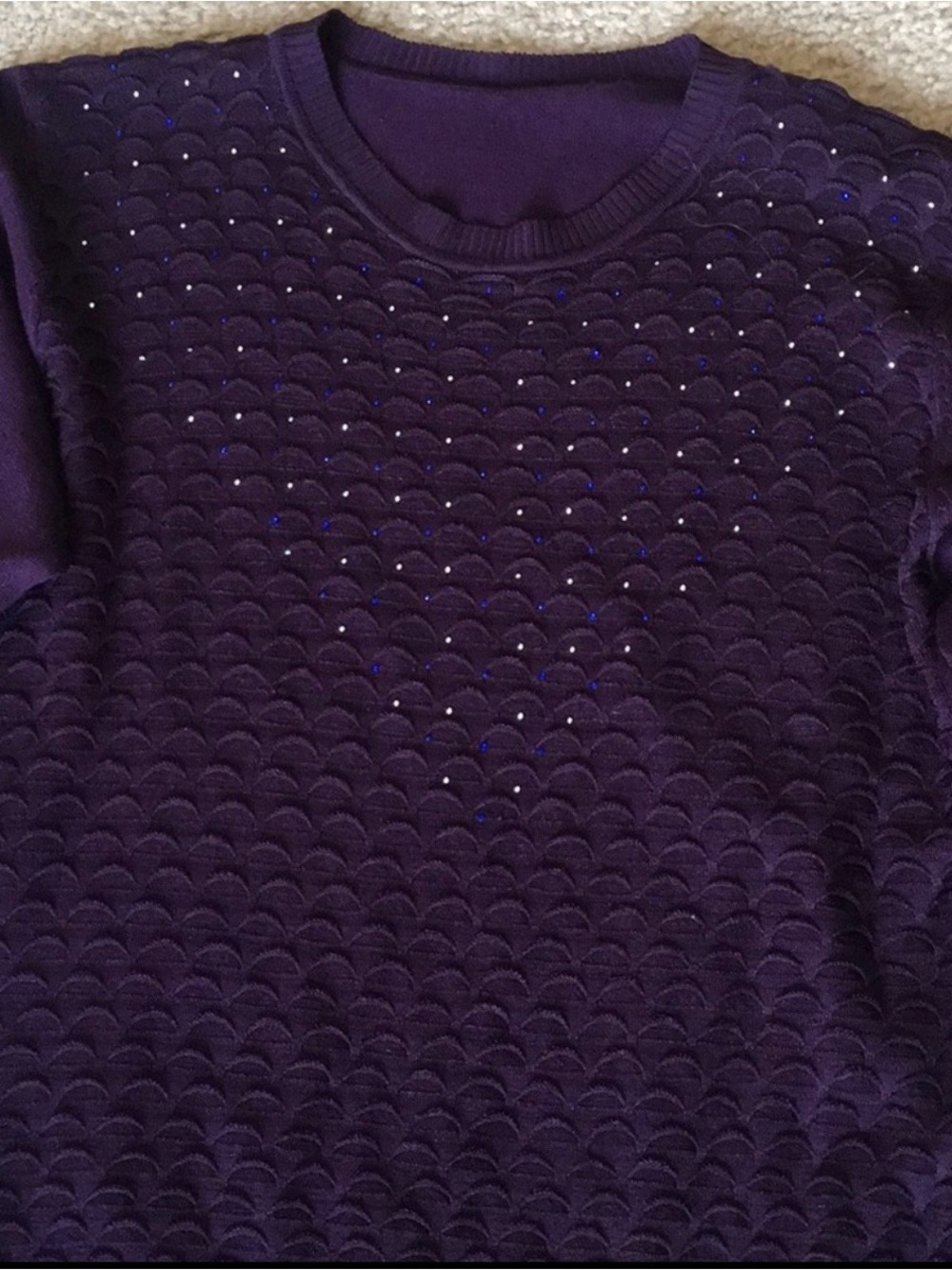 🔴 Elegantly Embellished Eggplant Knit Top- One Size - Picture 6 of 11
